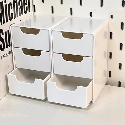 Desktop Storage Box For Makeup Jewelry Mini Large Capacity Jewelry Box Multifunctional 3-Tier Desk Organizer With Drawers