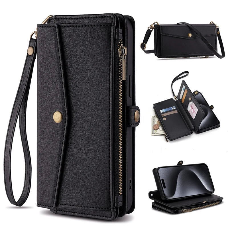 Flip Cover Wallet Phone Case For Samsung Galaxy S26 S25 S24 S23 S22 S21 FE Plus Ultra Edge 5G PU Leather Multi-Functional Bags
