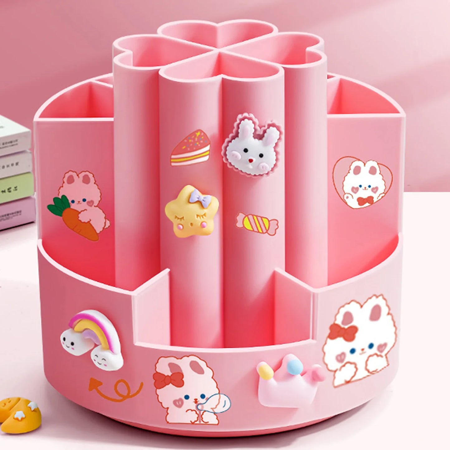 Rotating Pen Holder Desk Organizers Large Capacity Pen Storage Box Cosmetic Brush Organization Box Study Dormitory Accessories