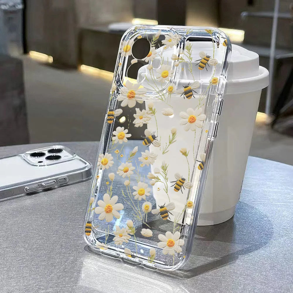 Cute Flower Clear Case For Samsung Galaxy A56 5G A57 A36 S26 S25 Ultra S24 FE S23 Case A37 A55 A54 A26 A07 A17 Shockproof Cover