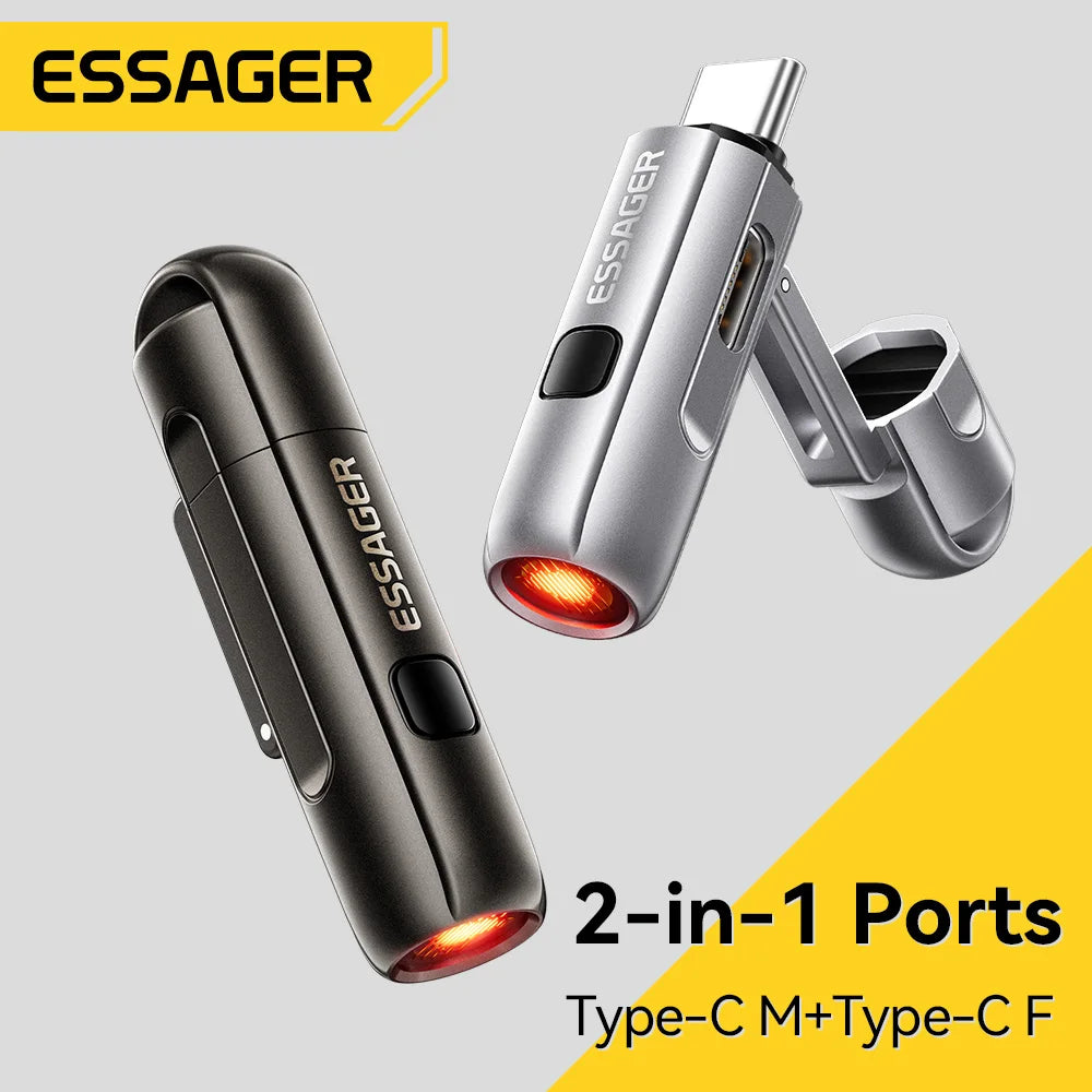 Essager 2-in-1 Type-C Portable Mini Cigarette Lighter with Air Blowing Function Outdoor Safety USB-C Adapter