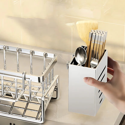 9.45x4.72in Stainless Steel Sink Caddy Organizer - Rust-Proof Storage Rack for Kitchen Cleaning Supplies
