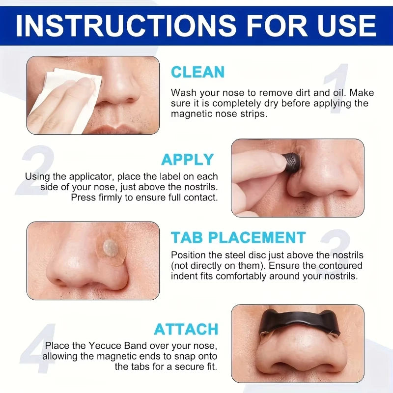 Nasal Dilator Band, Reusable Magnetic Nose Vents for Snoring Relief & Workout Airflow, Comfort Sleep Aid, No Adhesive