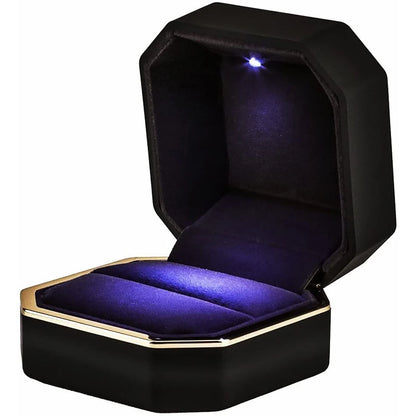 LED Jewelry Ring Box – Luxury Velvet Pendant & Necklace Display with Light for Proposal & Engagement