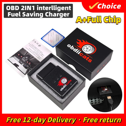 Obdiicats OBD 2IN1 Fuel Saving With Fast Charger Chip Tuning Box For Benzine & Diesel Cars Increase Power Upgraded From HK-V3