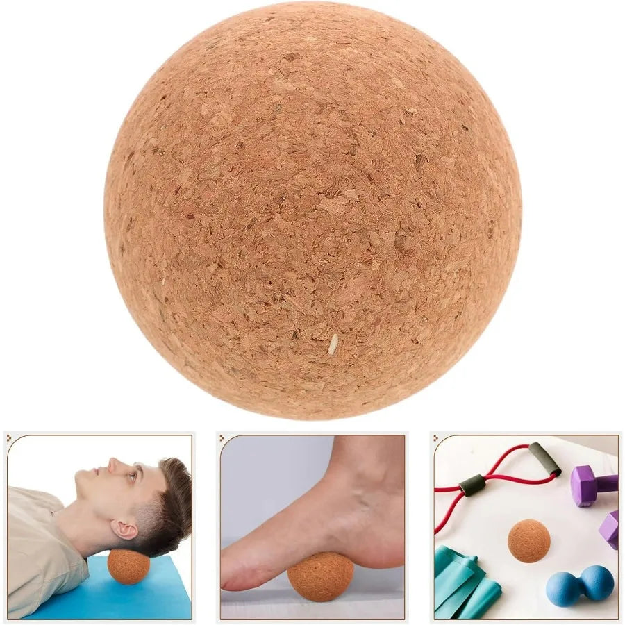 Cork Massage Ball for Muscle Relaxation, Deep Tissue Massager for Back & Shoulders, Portable Self-Care Tool