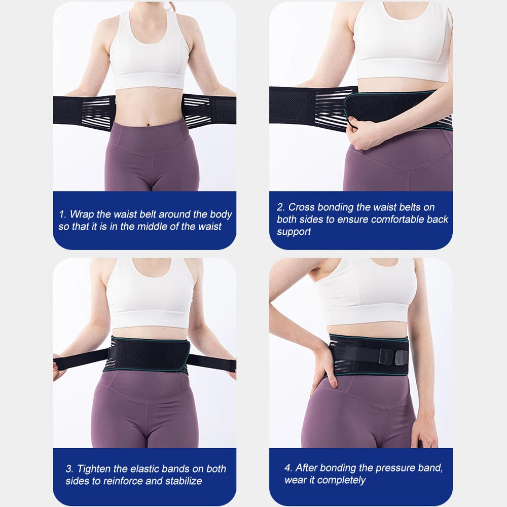 1PCS Lower Back Brace for Pain Relief – Adjustable Lumbar Support Belt for Sciatica- Breathable & Stabilizing with 4 Steel Stays