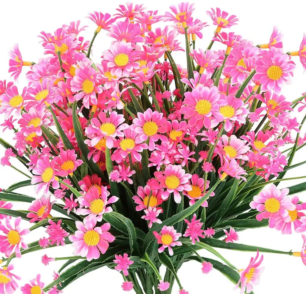 Artificial Daisies Flowers Outdoor UV Resistant Fake Foliage Plants Shrubs for Window Box Hanging Farmhouse Indoor Outside Decor