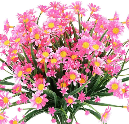 Artificial Daisies Flowers Outdoor UV Resistant Fake Foliage Plants Shrubs for Window Box Hanging Farmhouse Indoor Outside Decor