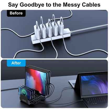 500W USB C Charger 10 Ports GaN Charging Station Stand PD 100W Fast Charge for MacBook Pro iPhone Samsung Laptops Tablets