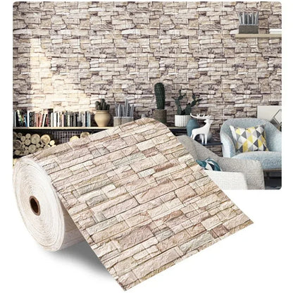 3D Brick Pattern Peel & Stick Foam Wallpaper – 70cm x 1m