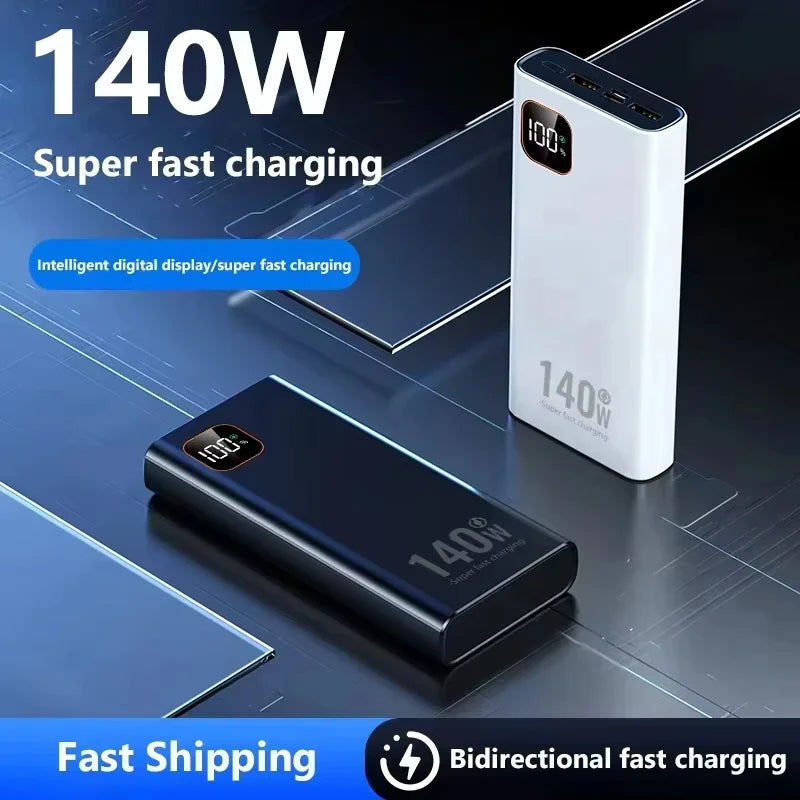 Lenovo 140W Super Fast Charging Ultra Capacity Portable Charger Power Bank 2027 500000mAh CCC For IPhone Samsung