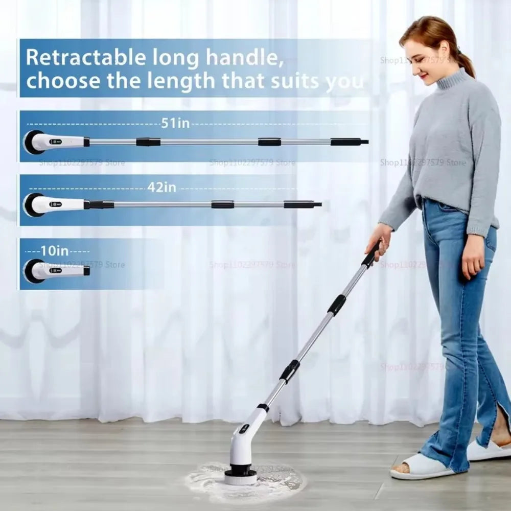 9 in 1Electric Spin Scrubber,Cordless Cleaning Brush Shower Scrubber – Adjustable Extension Handle Waterproof for Tub Tile Floor