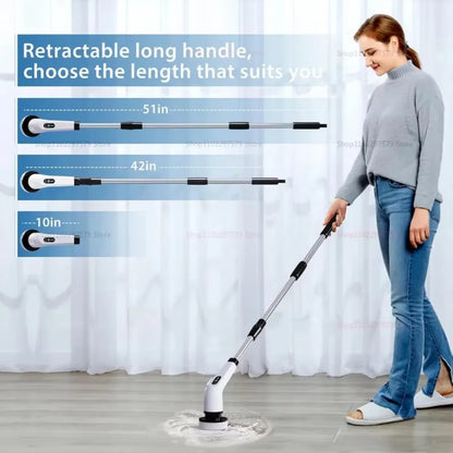 9 in 1Electric Spin Scrubber,Cordless Cleaning Brush Shower Scrubber – Adjustable Extension Handle Waterproof for Tub Tile Floor