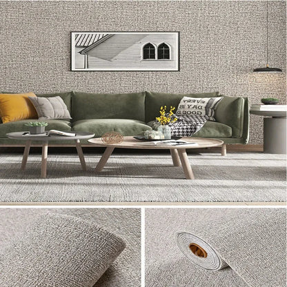 Linen 3D Foam Self-adhesive PVC Solid Color Thickened Waterproof Background Wall Renovation Wallpaper Wall Stickers Home Decor