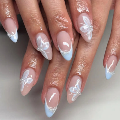 24Pcs Autumn Winter Matte Almond False Nails with Glue Rose Leaf Printing Nail Art Simple Full Cover Press on Acrylic Nails Tips