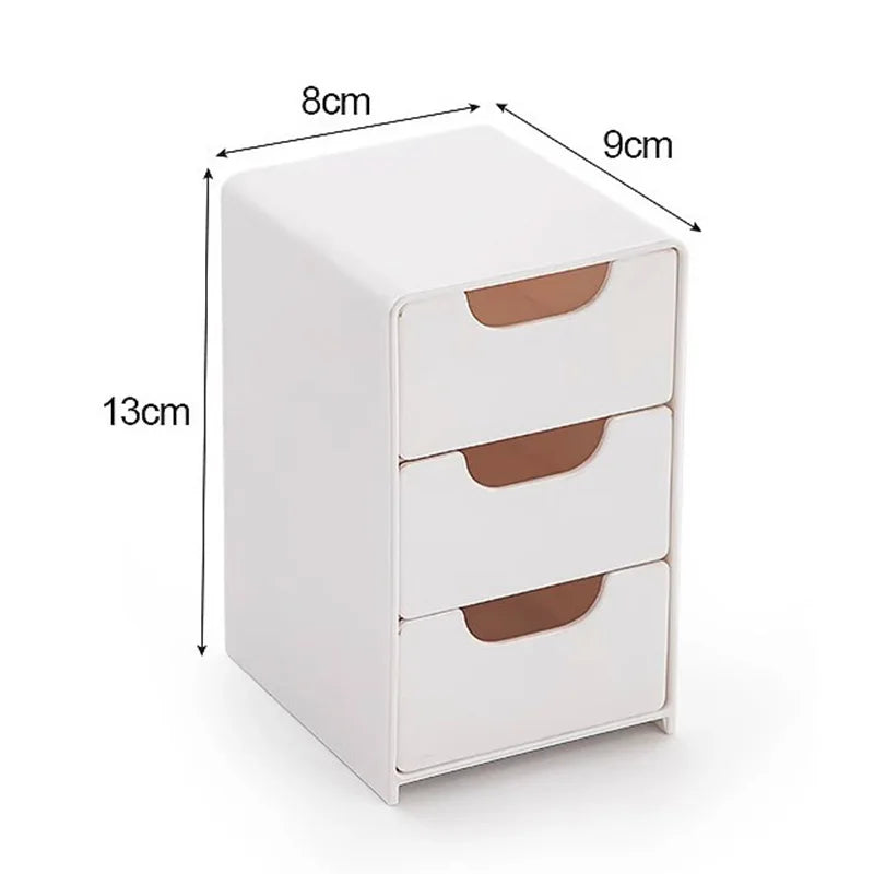 Desktop Storage Box For Makeup Jewelry Mini Large Capacity Jewelry Box Multifunctional 3-Tier Desk Organizer With Drawers