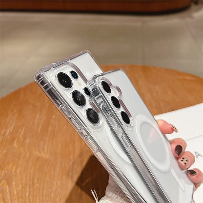 Magnetic Charge Phone Case For Samsung Galaxy S26 S25 S24 S23 Ultra S22 Plus S21 FE A35 A55 Clear Acrylic Slim Shockproof Cover