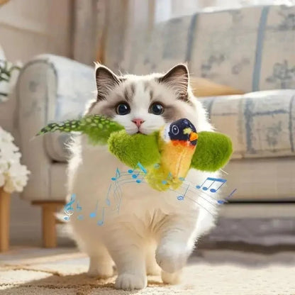 Wall Hanging Sound Sensing Realistic Bird Plush Catnip Toy Interactive Kitten Chasing Teaser Indoor Pet Entertainment Play Accessory