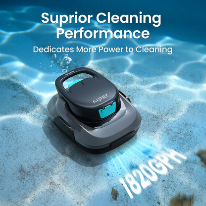 Refurbished AIPER Scuba SE Cordless Pool Cleaner Pool Vacuum with 90-Min Runtime, Smart Self-Parking, Lightweight, Pool Vacuum for Above Ground Flat Pools up to 860 Sq.ft, Starry Gray & Teal