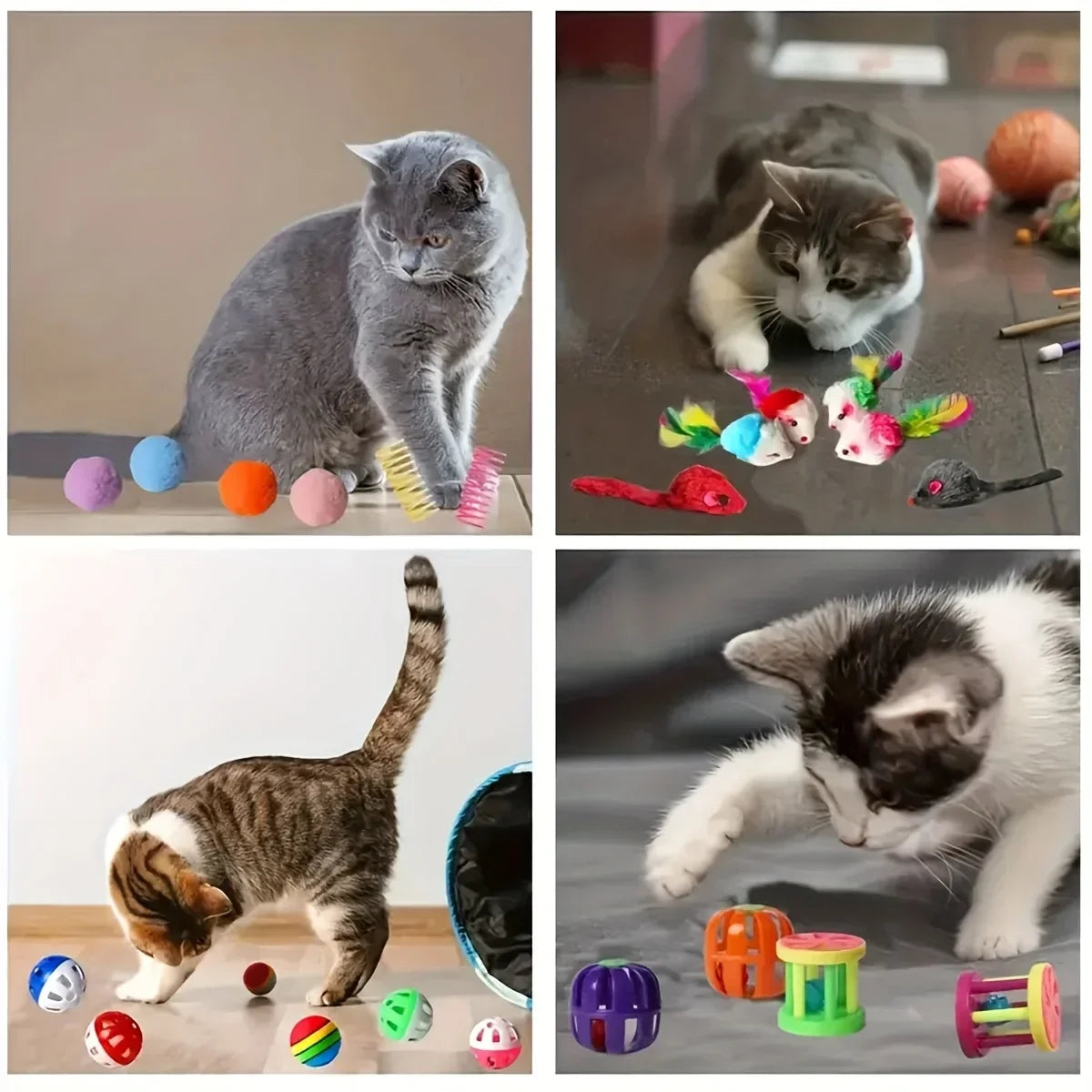 Cat Toys Mixed Pack – Plastic & Plush Variety Set
