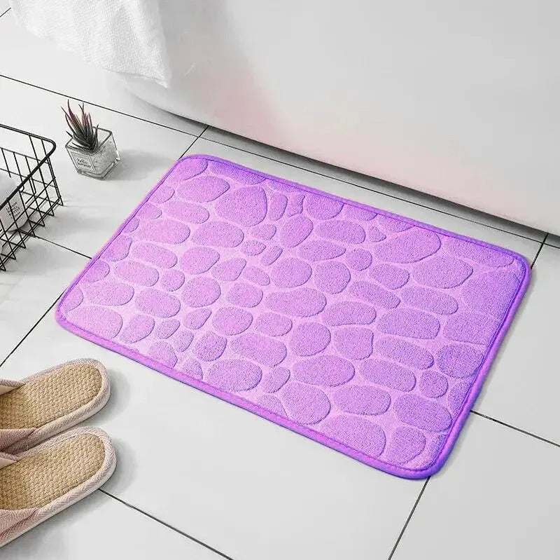 Microfiber Embossed Pebble Bath Mat – Anti-Slip Floor Rug