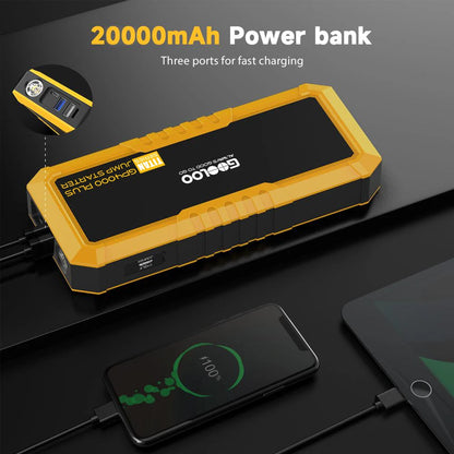 GOOLOO GP4000 PLUS 4000A 12V Portable Car Jump Starter, SuperSafe Lithium Battery Booster Pack, Spark-Proof with LED Light, for All Gas & Up to 10.0L Diesel Engines