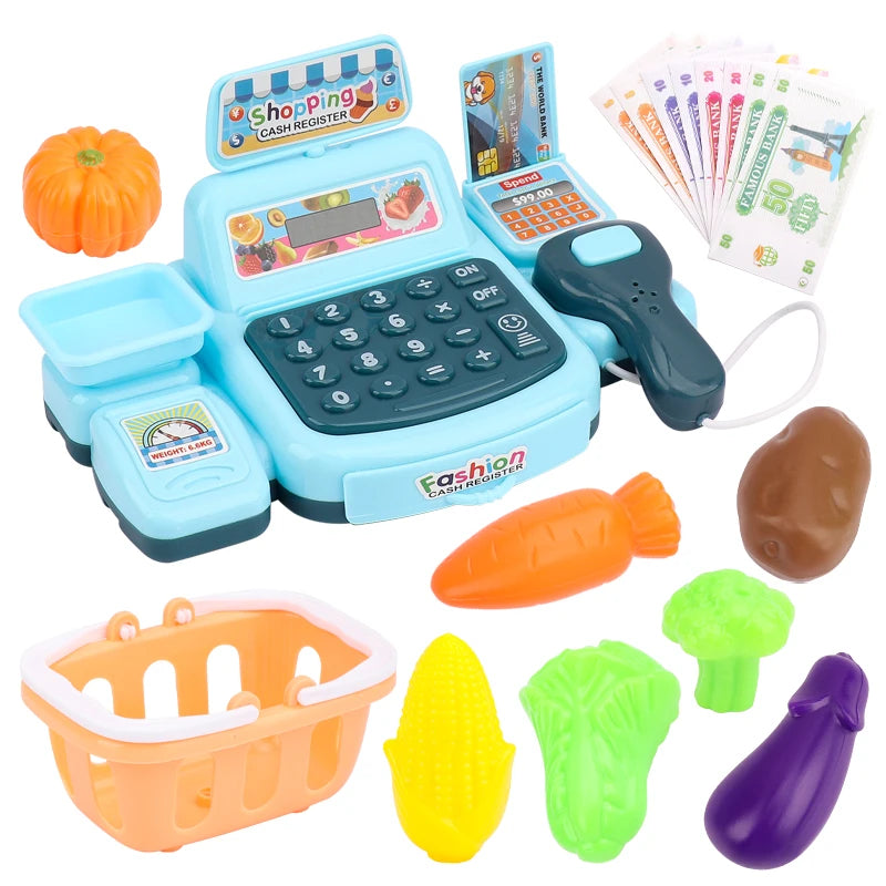 Simulation Shopping Cash House Toys Electronic Game Lighting And Sound Effects Supermarket Cashier Toys