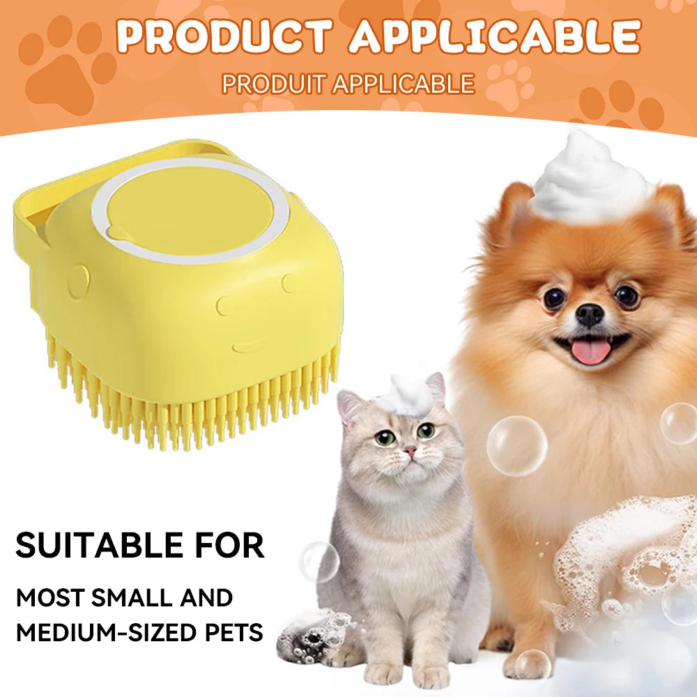Silicone Dog Bathing Brush with Shampoo Dispenser