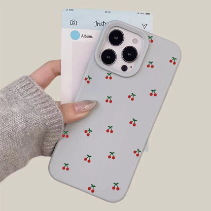 For iPhone 17 16 15 14 13 12 11 Pro Max Case Cute Cartoon Cherry Graphic Silicone Phone Cover For iPhone 15 16 Plus Soft Fundas