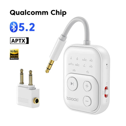 Toocki Bluetooth 5.4 Audio Reciever Transmitter RT/TX 2 In 1 Adapter for TV Earphones Cars Flights 3.5mm AUX Bluetooth Dongle