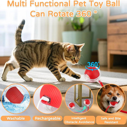 iLMH 1/2 PCS Cat Interactive Ball Toy Automatic Rolling Ball Faux Tail Rechargeable Smart Pet Electric Toy Pet Toy Imitate Mouse