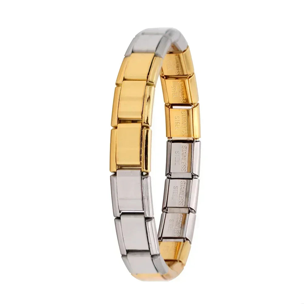 Hapiship Italian Elastic Charm Bracelet – 9mm Stainless Steel Fashion Bangle for Women & Men