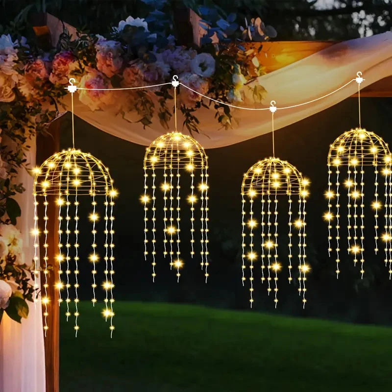 Solar Jellyfish Lights 4/6 pcs Solar Waterproof Outdoor Hanging Home Garden Decoration Lights With 8 Modes for Courtyard Trees
