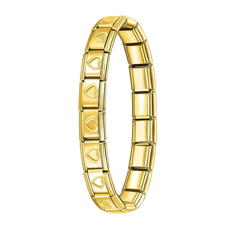 Hapiship Italian Elastic Charm Bracelet – 9mm Stainless Steel Fashion Bangle for Women & Men