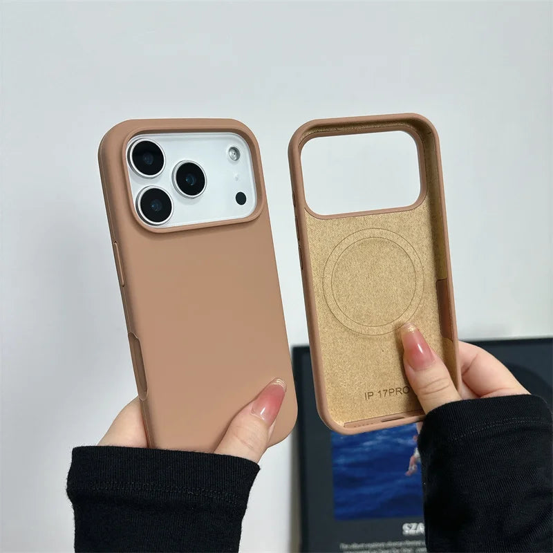 Magnetic Liquid Silicone Case for iPhone 17/17 Air/17 Pro/17 Pro Max For Magsafe Big Camera Hole Cover Shockproof Protective