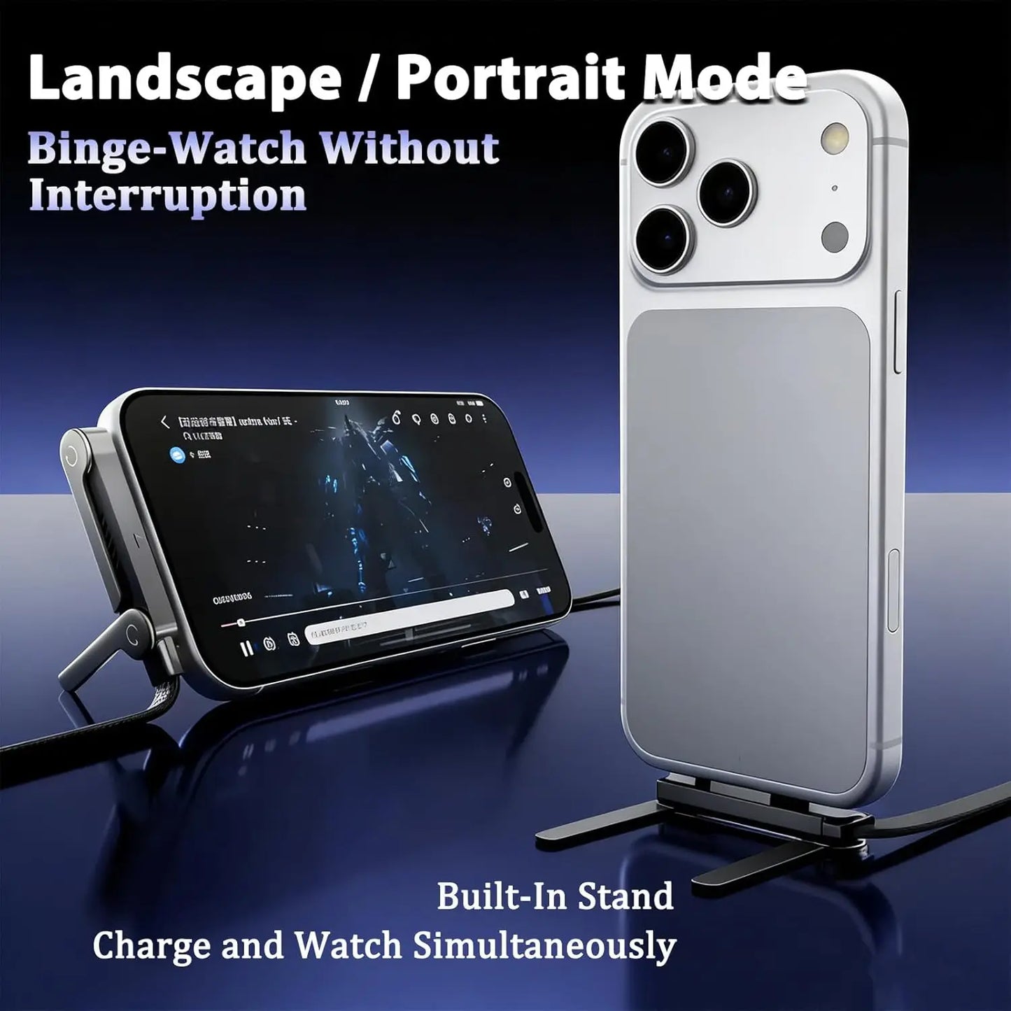 240W Quick Charging Wire with Folding Phone Stands USB A Type C  Holder Charger Cables for IPhone 17 16 15 Samsung S26 Xiaomi