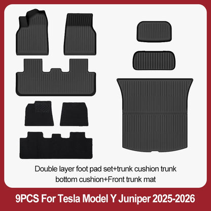 For Tesla New Model Y Juniper Premium/Performance 2025+ TPE Floor Mats Luggage Mat Wear-resistant Foot Pads ModelY Trunk Mats
