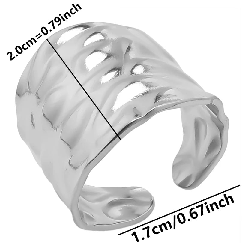 Stainless Steel Chunky Open Ring – Vintage Hollow Multi-Layer Design