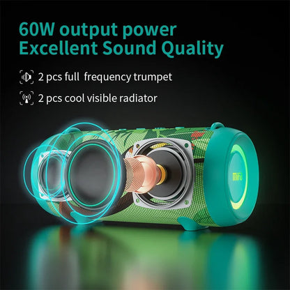 Mifa A90 Green Bluetooth Speaker 60W Output Power Bluetooth Speaker with Class D Amplifier Excellent Bass Performance