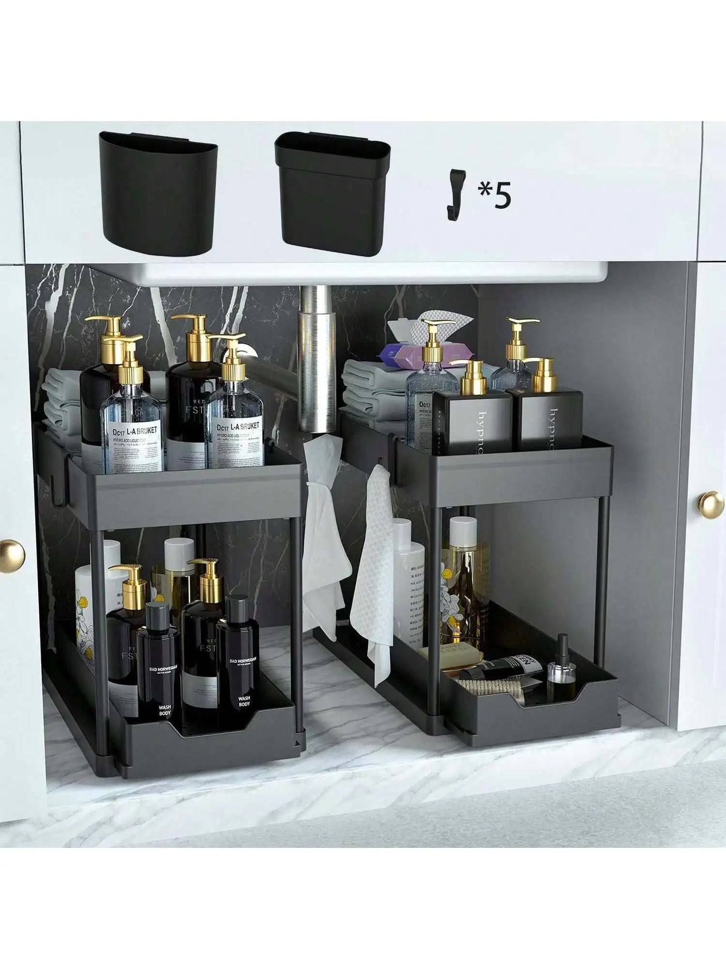 1/2PCS Under Sink Organizers And Storage, Large Capacity Heavy Load Pull-Out Under Sink Shelves With Sliding Drawer For Kitchen And Bathroom,Halloween Gifts