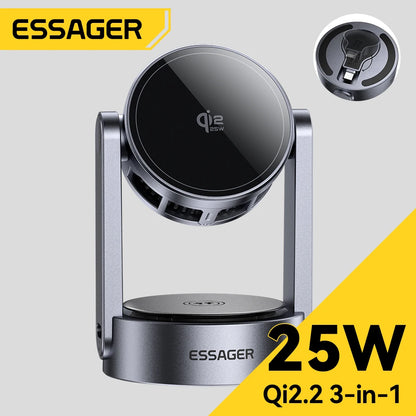 Essager 3 in 1 Magnetic Wireless Charger Qi2.2 25W Fast Charging Stand For iPhone 17 16 Pro Max  Apple