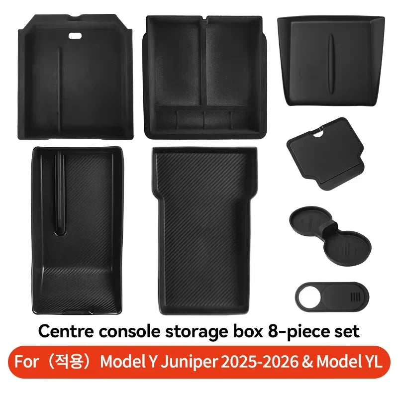 For Tesla Model 3/Y/YL Highland Juniper 2026 Center Armrest Hidden Storage Box Cup Holder Console Organizer Box Accessories