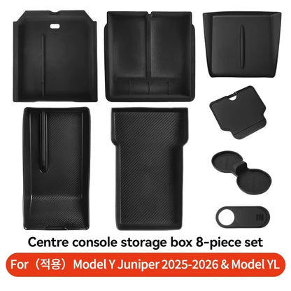 For Tesla Model 3/Y/YL Highland Juniper 2026 Center Armrest Hidden Storage Box Cup Holder Console Organizer Box Accessories