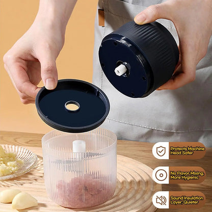 Electric Garlic Chopper, Mini Portable Veggie Chopper, 250ML Garlic Grinder Masher Onion Grinder, Blender to Vegetable, Wireless Food Processor for Ginger, Chili, Fruit, Meat, etc