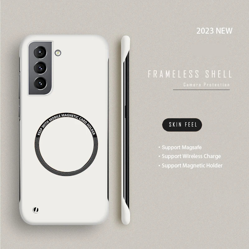 Ultra Slim PC Frameless Magnetic Phone Case For Samsung Galaxy S24 S23 S22 S21 S20 FE Plus NOTE 20 Ultra Magsafe Matte Cover