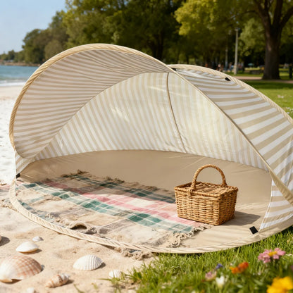 2-Person Beach Tent 2-Second Quick Setup Pop-Up Sun Shelter No-Assembly Portable Outdoor Canopy for Beach Picnic Park Camping