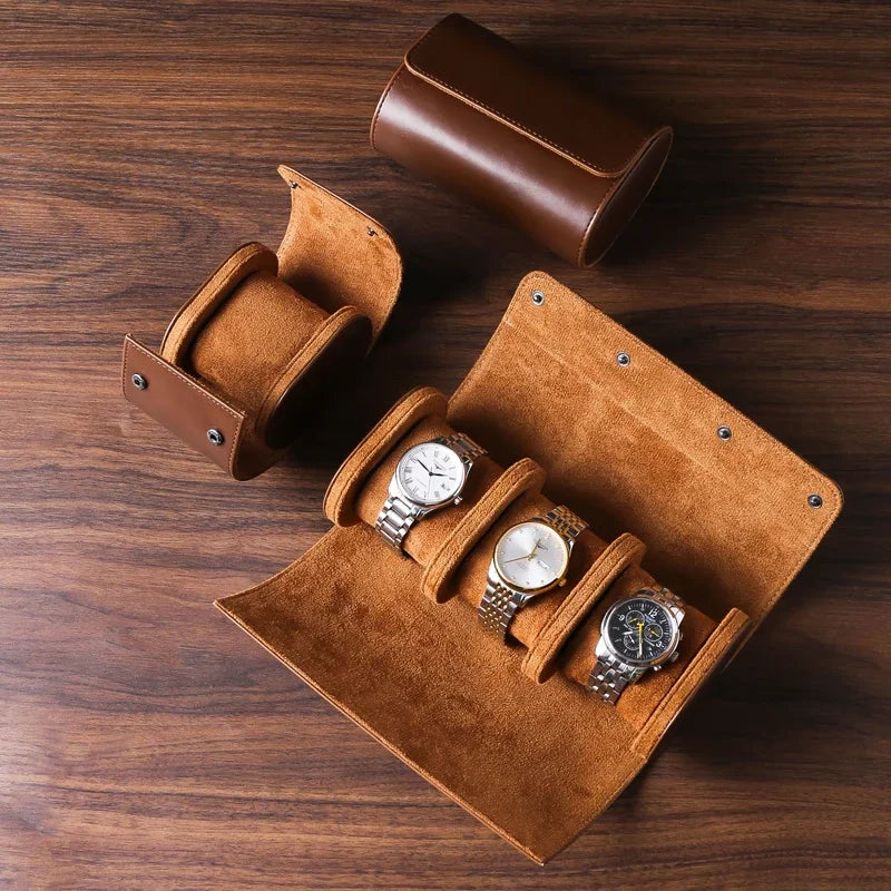 Embers Leather Watch Roll 1 2 3 slots Luxury Genuine Watch Storage Box Travel Bag Watch Case Gift Box Watch Pouch\]p;