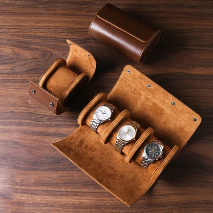 Embers Leather Watch Roll 1 2 3 slots Luxury Genuine Watch Storage Box Travel Bag Watch Case Gift Box Watch Pouch\]p;