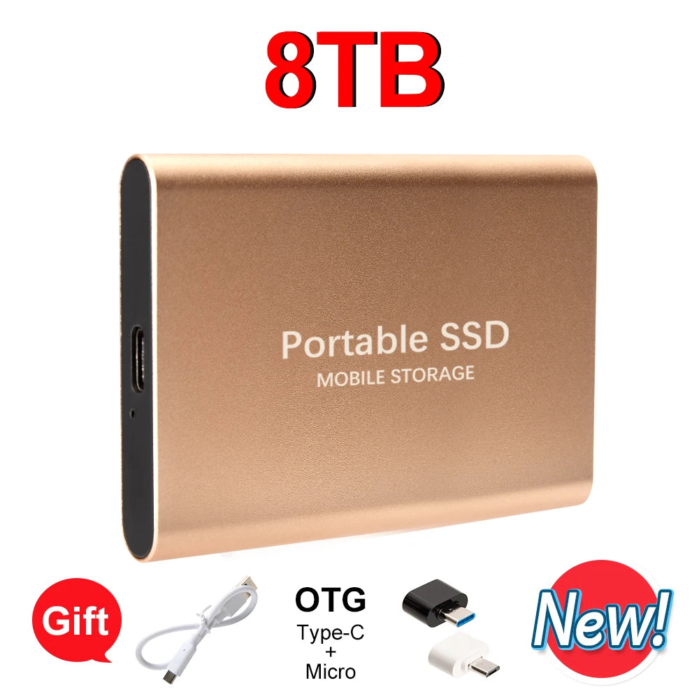 16TB Mass Storage Portable SSD 1TB 2TB 4TB 8TB USB3.2 External Hard Drive High Speed Solid Disk for All Devices